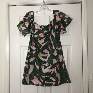 Vibrant Leaf Print Dress